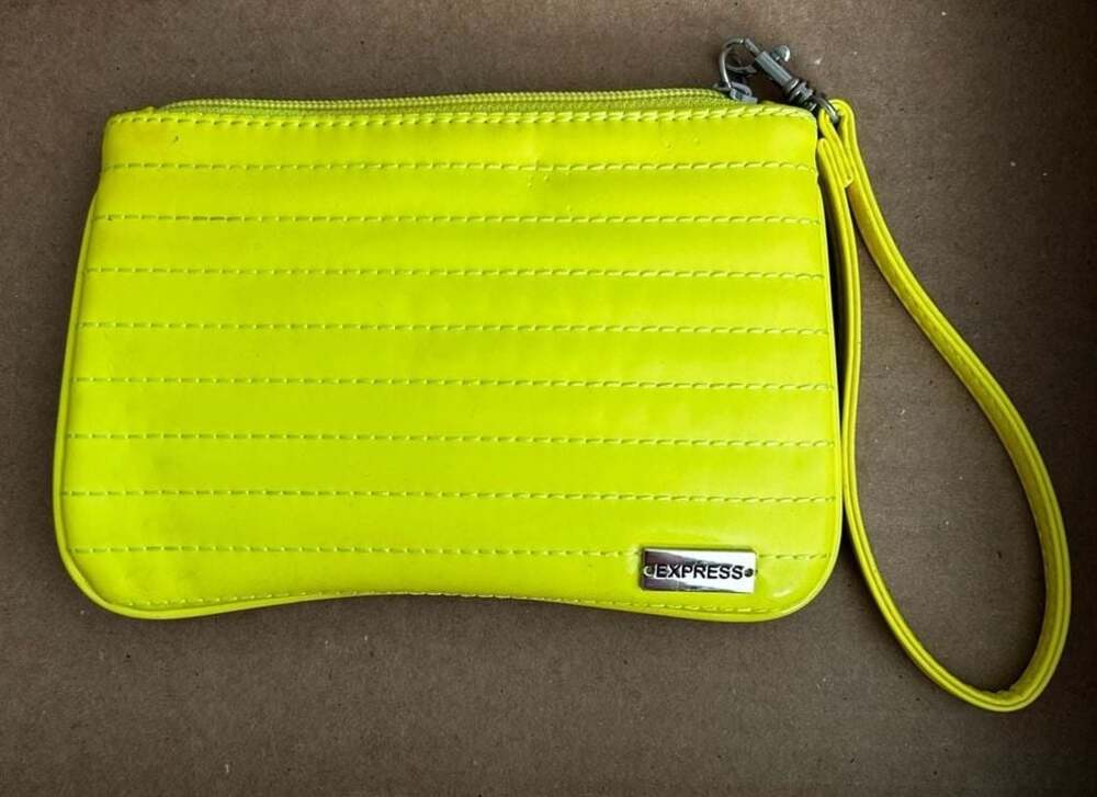 Y2K Express Neon Yellow Quilted Wristlet Pouch